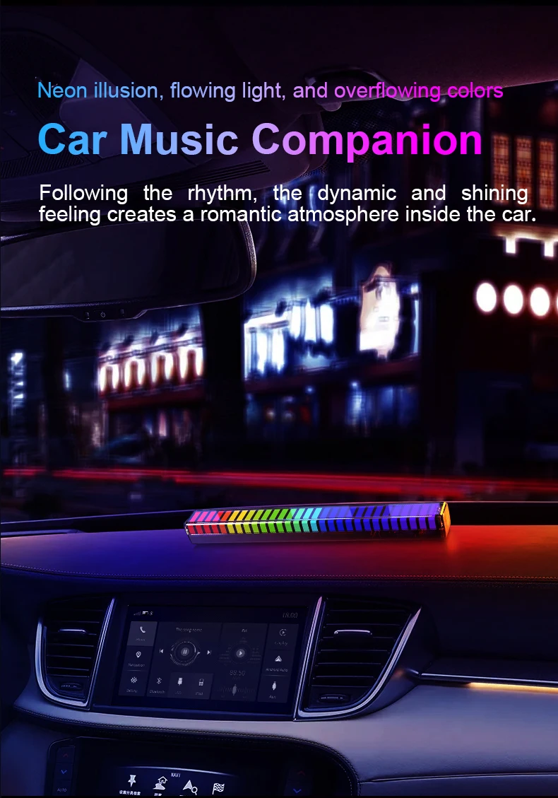 RGB Sound Pickup Lamp LED Atmosphere Lights Music Rhythm Light Muticolor Music Sync for Party Esports Room Automobile Decoration