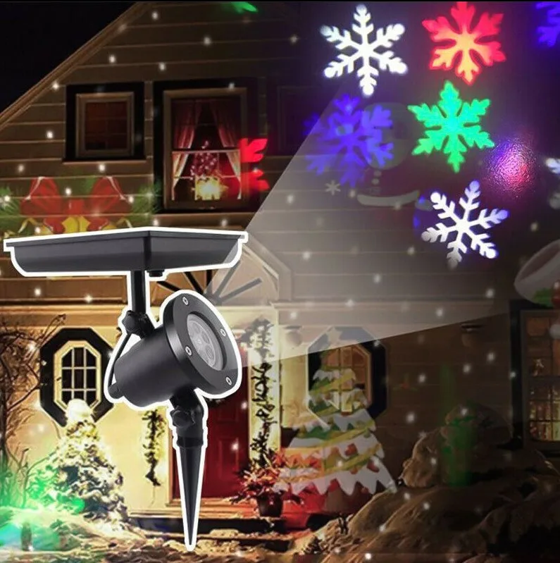 Solar Christmas Projection Light LED Snowflake Laser Lamp Outdoor Garden Waterproof Solar Flood Light Home Xmas New Year Lights