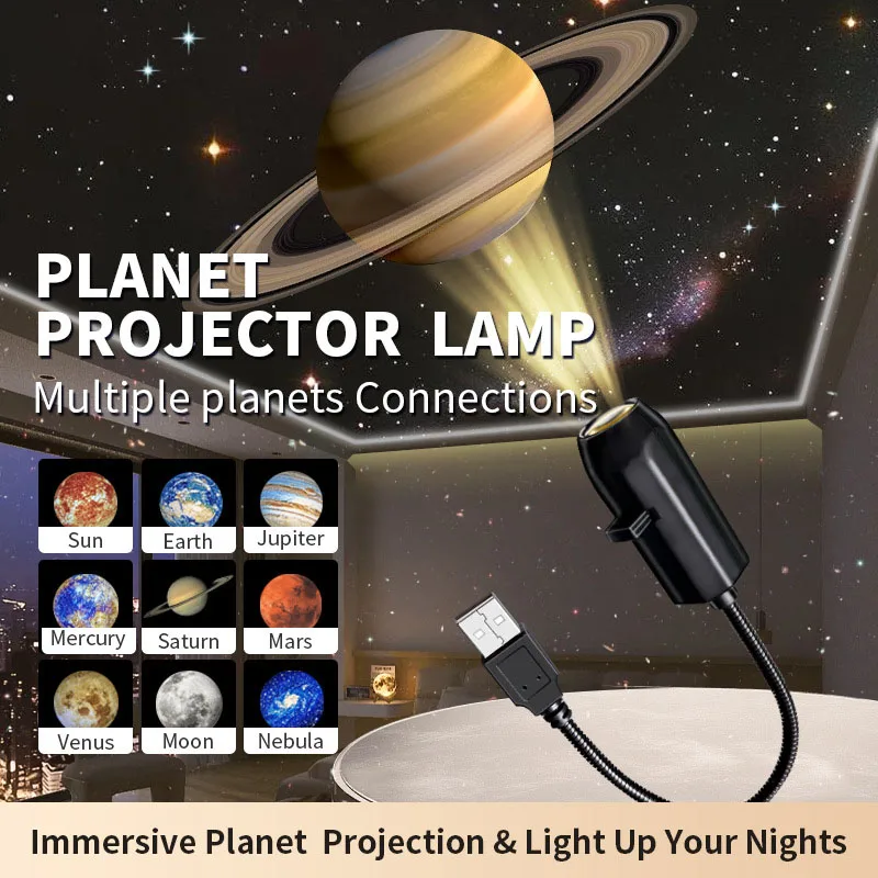 USB Projector Light Halloween Moon Lamp Christmas Holiday Night Light Rotatable Scenes Projector for Wall Ceiling Decor Lighting