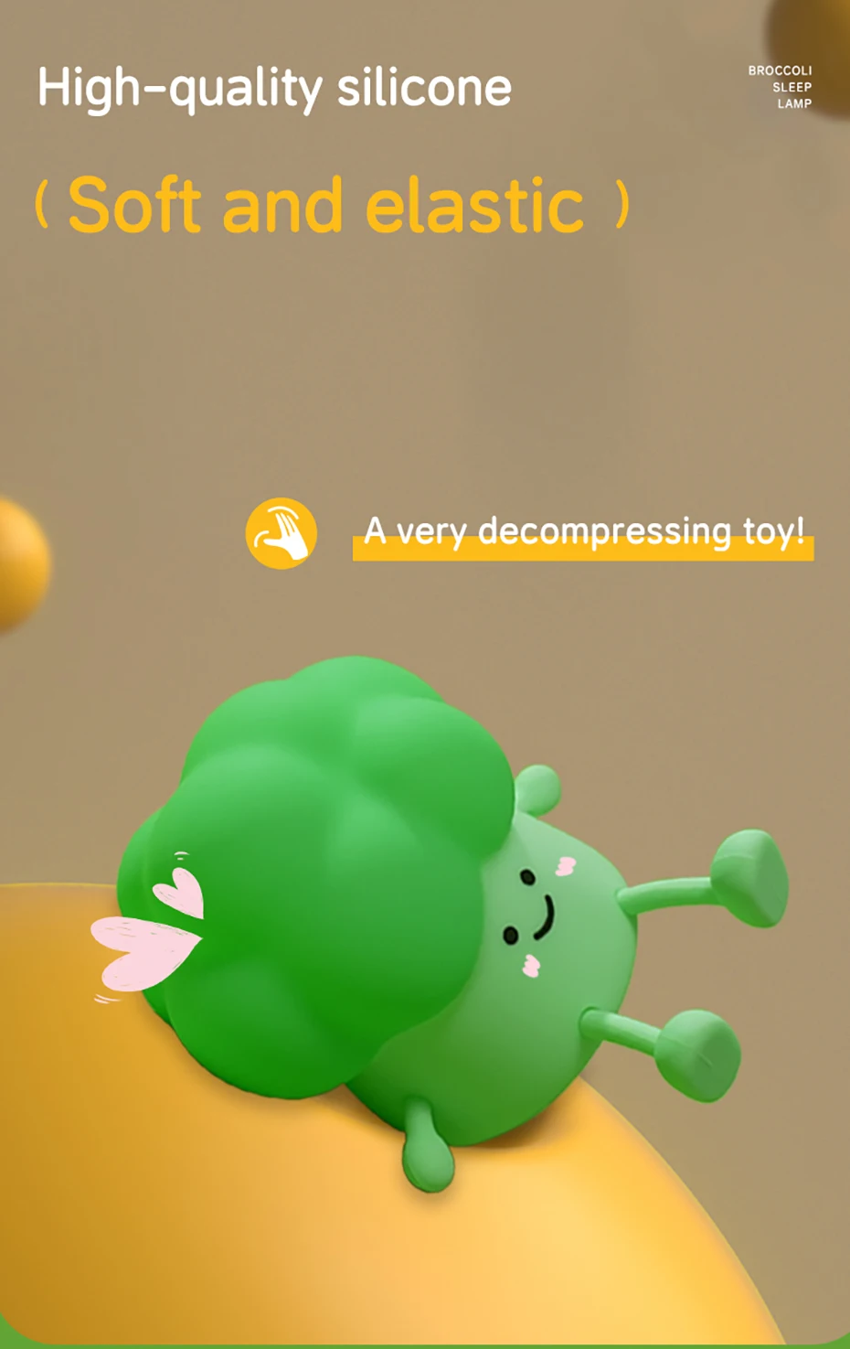 LED Silicone NightLights Cartoon Broccoli Sleep Lamp Patting Lights USB Charging Atmosphere Lamps Bedside Decor for Kids Gifts