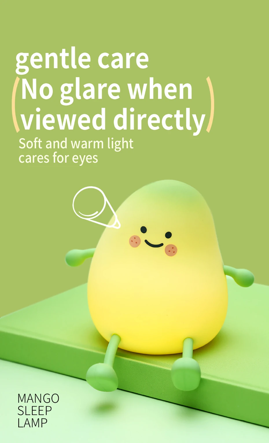 LED Silicone NightLights Cartoon Broccoli Sleep Lamp Patting Lights USB Charging Atmosphere Lamps Bedside Decor for Kids Gifts