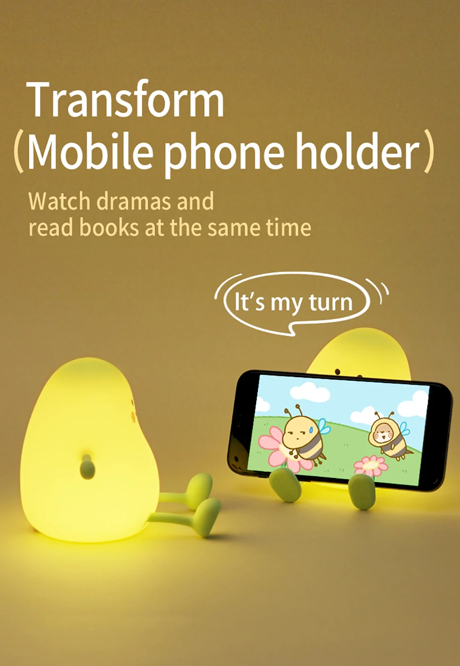 LED Silicone NightLights Cartoon Broccoli Sleep Lamp Patting Lights USB Charging Atmosphere Lamps Bedside Decor for Kids Gifts