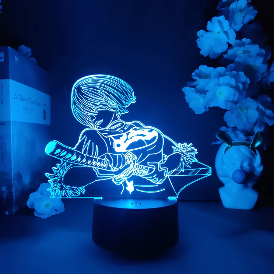 Nierr Figure Lighting RGB Lamp Cool Gaming Room Decorative Night Light Bedroom Bedside Table Lamps LED 5v USB Powered 2B YoRHa