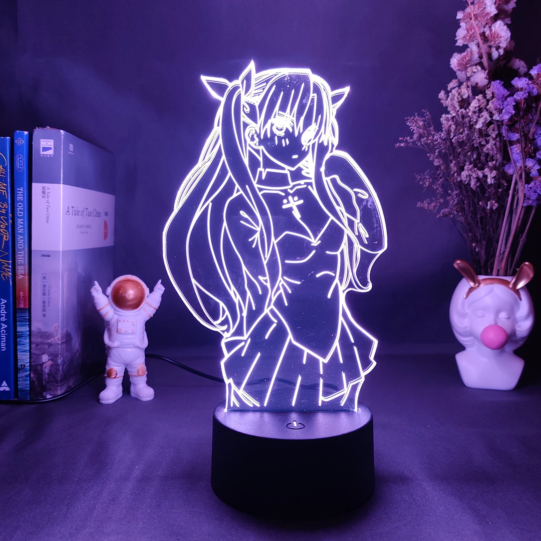 Anime Fate Stay Night Tohsaka Rin Figurine Lamp Cute Room Decor Harajuku Girls Bedroom Decoration Manga Hobby Lighting Tohsaka