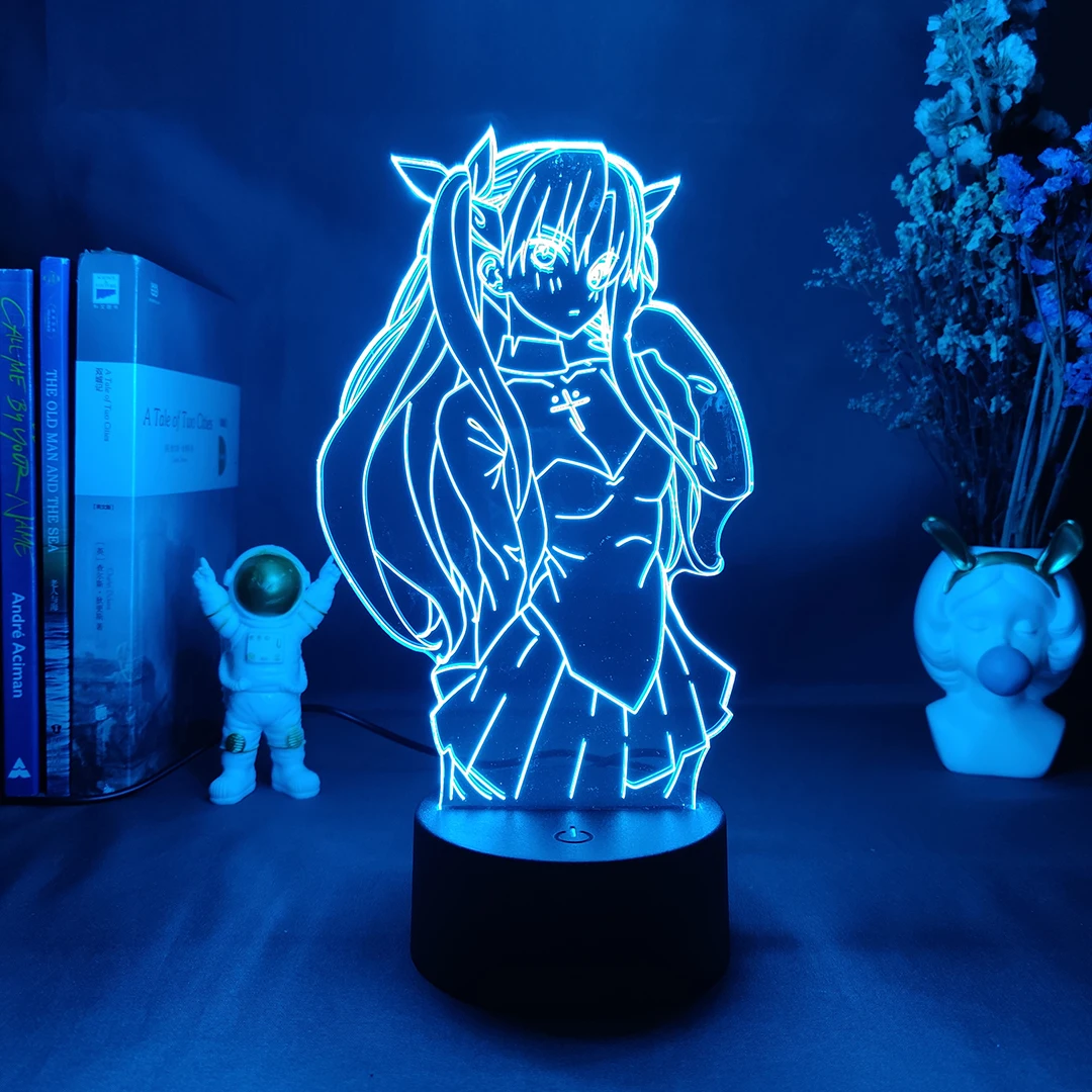 Anime Fate Stay Night Tohsaka Rin Figurine Lamp Cute Room Decor Harajuku Girls Bedroom Decoration Manga Hobby Lighting Tohsaka