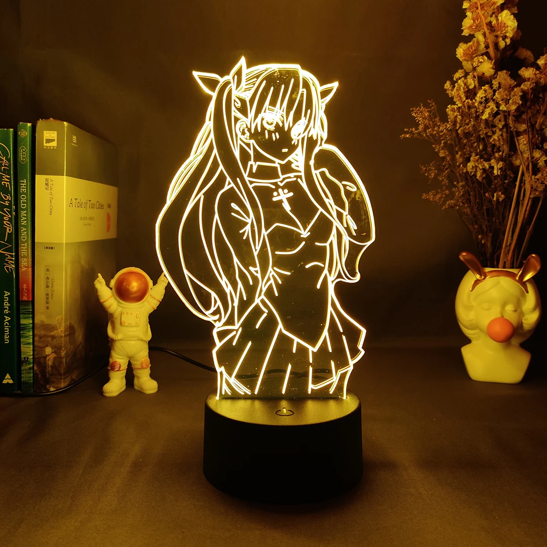 Anime Fate Stay Night Tohsaka Rin Figurine Lamp Cute Room Decor Harajuku Girls Bedroom Decoration Manga Hobby Lighting Tohsaka