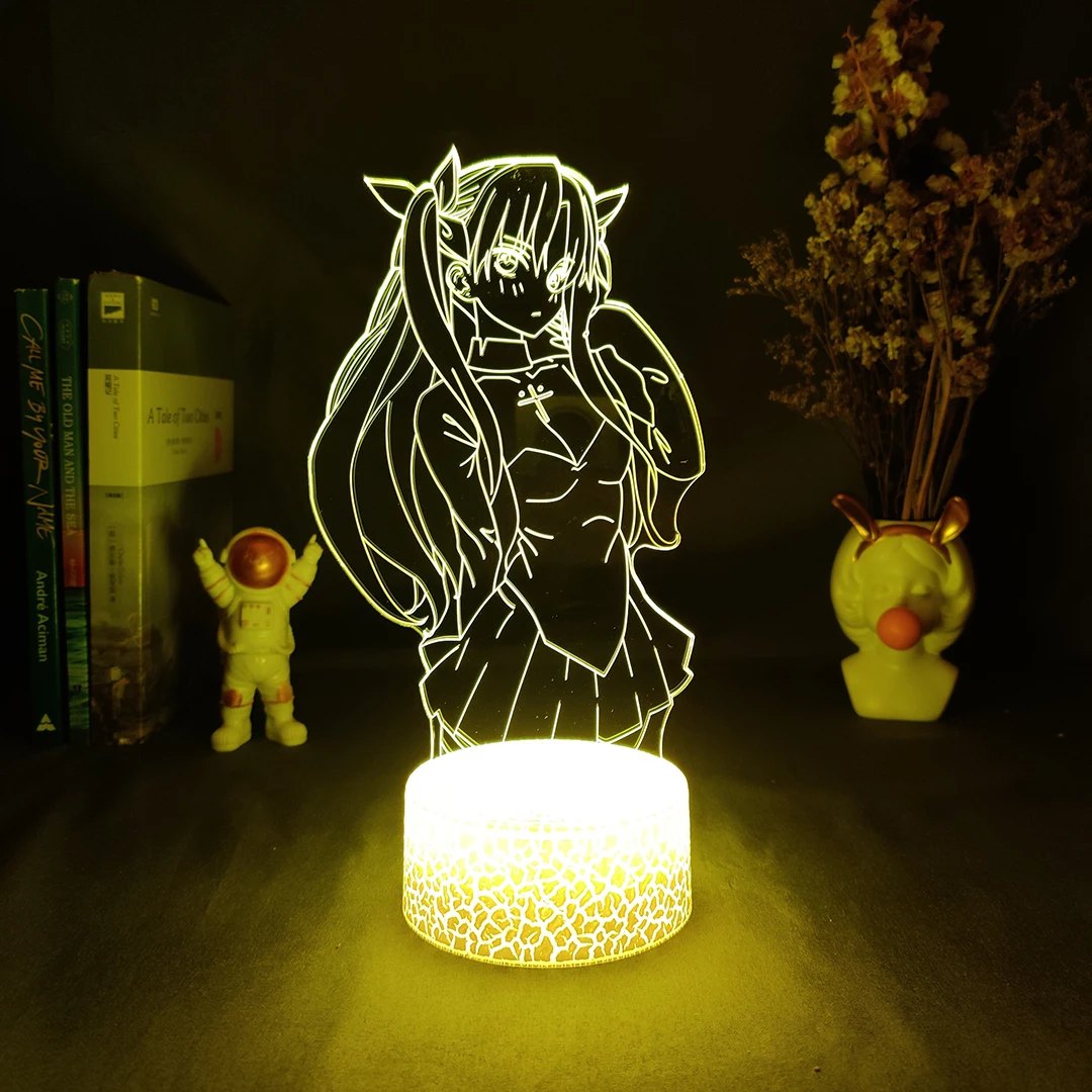Anime Fate Stay Night Tohsaka Rin Figurine Lamp Cute Room Decor Harajuku Girls Bedroom Decoration Manga Hobby Lighting Tohsaka