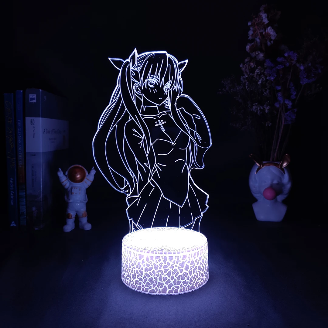 Anime Fate Stay Night Tohsaka Rin Figurine Lamp Cute Room Decor Harajuku Girls Bedroom Decoration Manga Hobby Lighting Tohsaka
