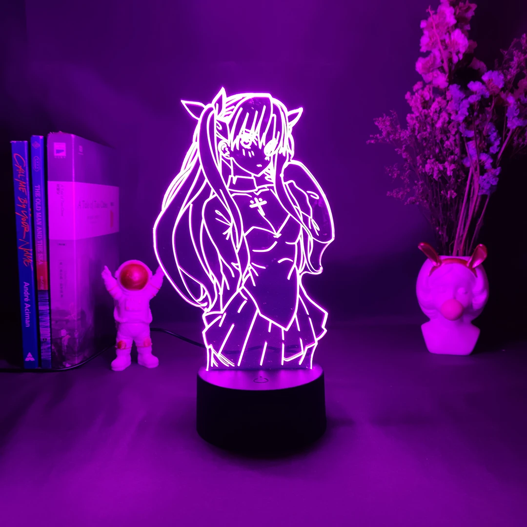 Anime Fate Stay Night Tohsaka Rin Figurine Lamp Cute Room Decor Harajuku Girls Bedroom Decoration Manga Hobby Lighting Tohsaka