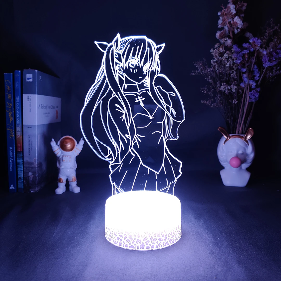 Anime Fate Stay Night Tohsaka Rin Figurine Lamp Cute Room Decor Harajuku Girls Bedroom Decoration Manga Hobby Lighting Tohsaka