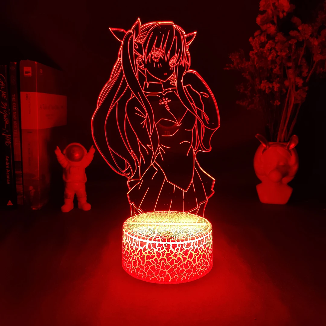 Anime Fate Stay Night Tohsaka Rin Figurine Lamp Cute Room Decor Harajuku Girls Bedroom Decoration Manga Hobby Lighting Tohsaka