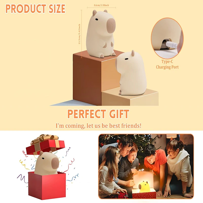 Axolotl Night Light, Dimmable Silicone Animal Nursery Nightlight,Kawaii Rechargeable Bedside Touch Lamp,Baby Room Decor