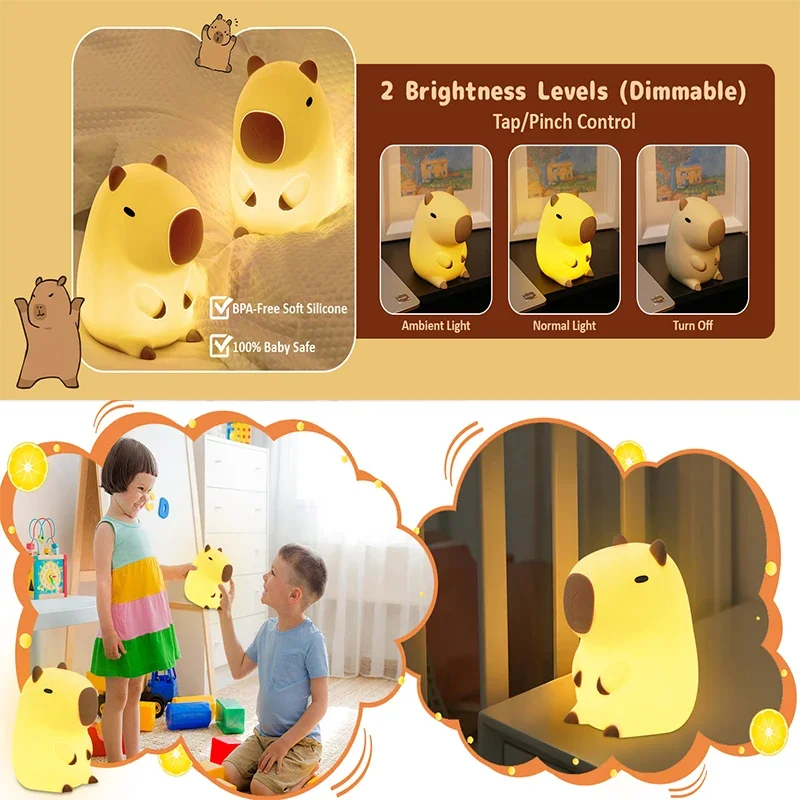 Axolotl Night Light, Dimmable Silicone Animal Nursery Nightlight,Kawaii Rechargeable Bedside Touch Lamp,Baby Room Decor