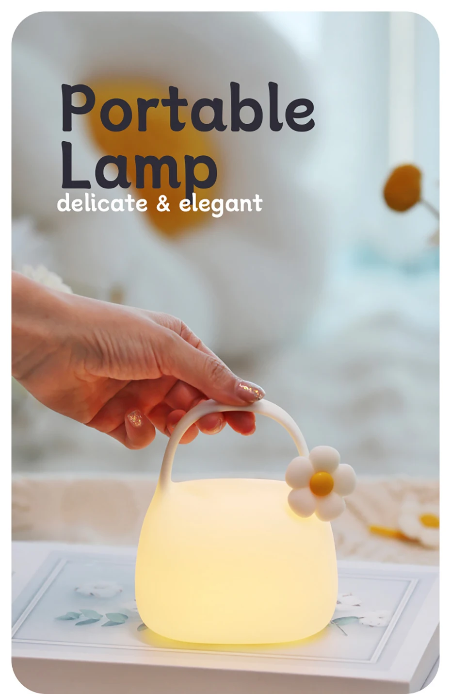 Cartoon Silicone Peach Sleep Lamp,USB ReChargable, LED Night Light for Children Holiday Gift, Cute Bedside Decor