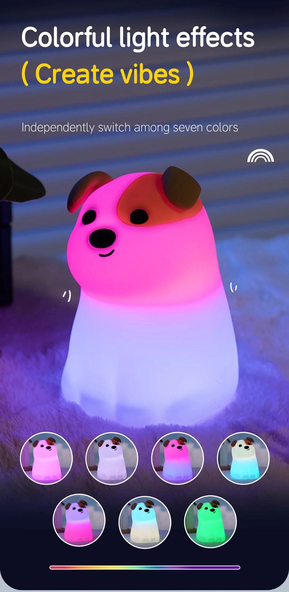 Cartoon Silicone Peach Sleep Lamp,USB ReChargable, LED Night Light for Children Holiday Gift, Cute Bedside Decor