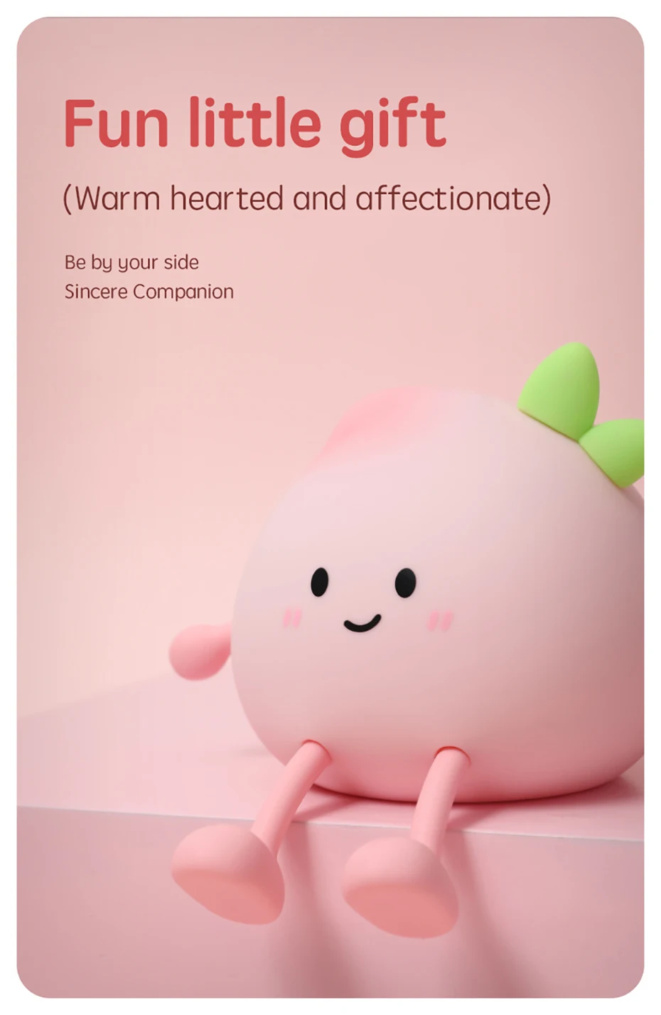 Cartoon Silicone Peach Sleep Lamp,USB ReChargable, LED Night Light for Children Holiday Gift, Cute Bedside Decor