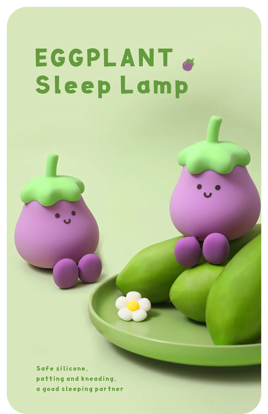 Cartoon Silicone Peach Sleep Lamp,USB ReChargable, LED Night Light for Children Holiday Gift, Cute Bedside Decor