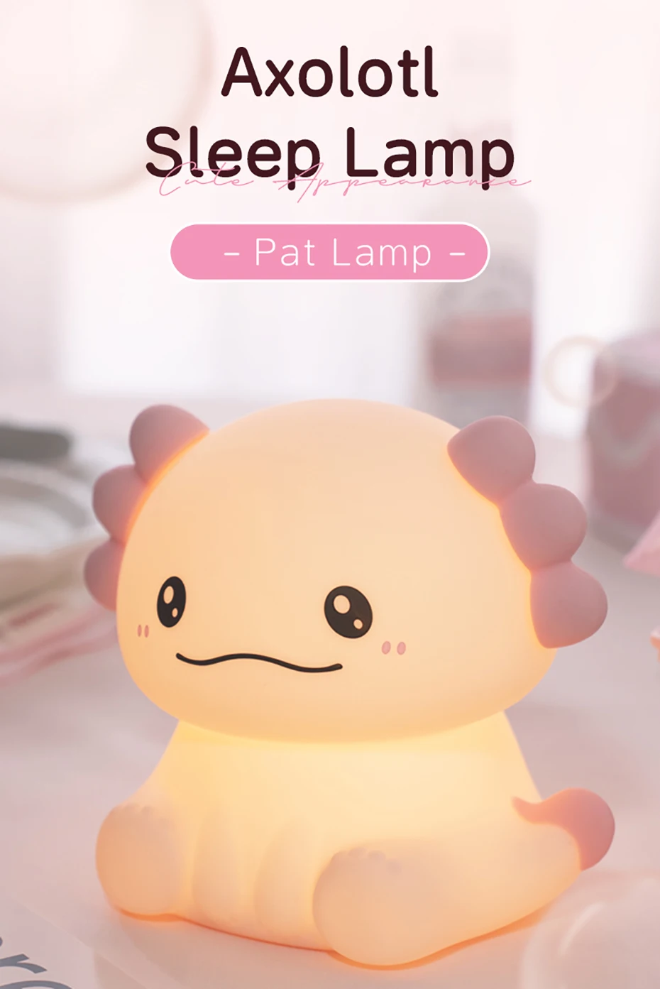 Cartoon Silicone Peach Sleep Lamp,USB ReChargable, LED Night Light for Children Holiday Gift, Cute Bedside Decor