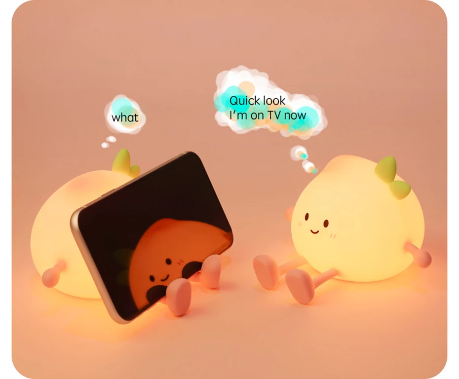 Cartoon Silicone Peach Sleep Lamp,USB ReChargable, LED Night Light for Children Holiday Gift, Cute Bedside Decor
