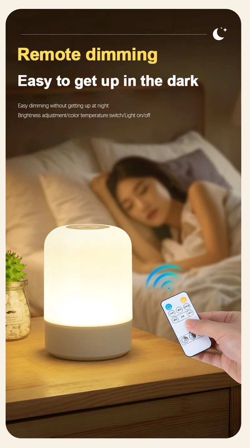 Led Night Lights Bedside Dimmable Charging Desktop Night Lamps Bedroom Bedside Lighting Decoration Touch Led Reading Table Lamp