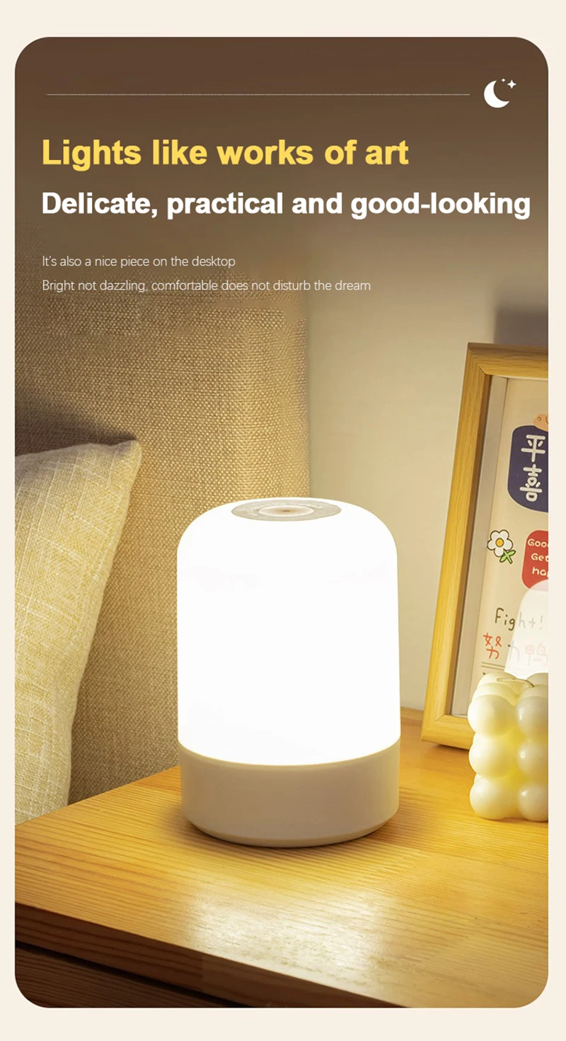 Led Night Lights Bedside Dimmable Charging Desktop Night Lamps Bedroom Bedside Lighting Decoration Touch Led Reading Table Lamp