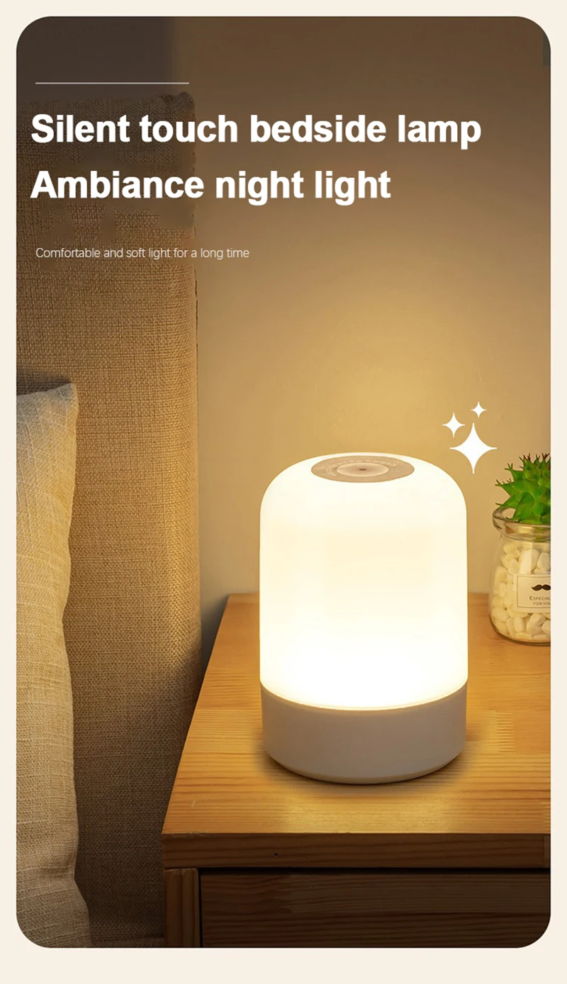Led Night Lights Bedside Dimmable Charging Desktop Night Lamps Bedroom Bedside Lighting Decoration Touch Led Reading Table Lamp