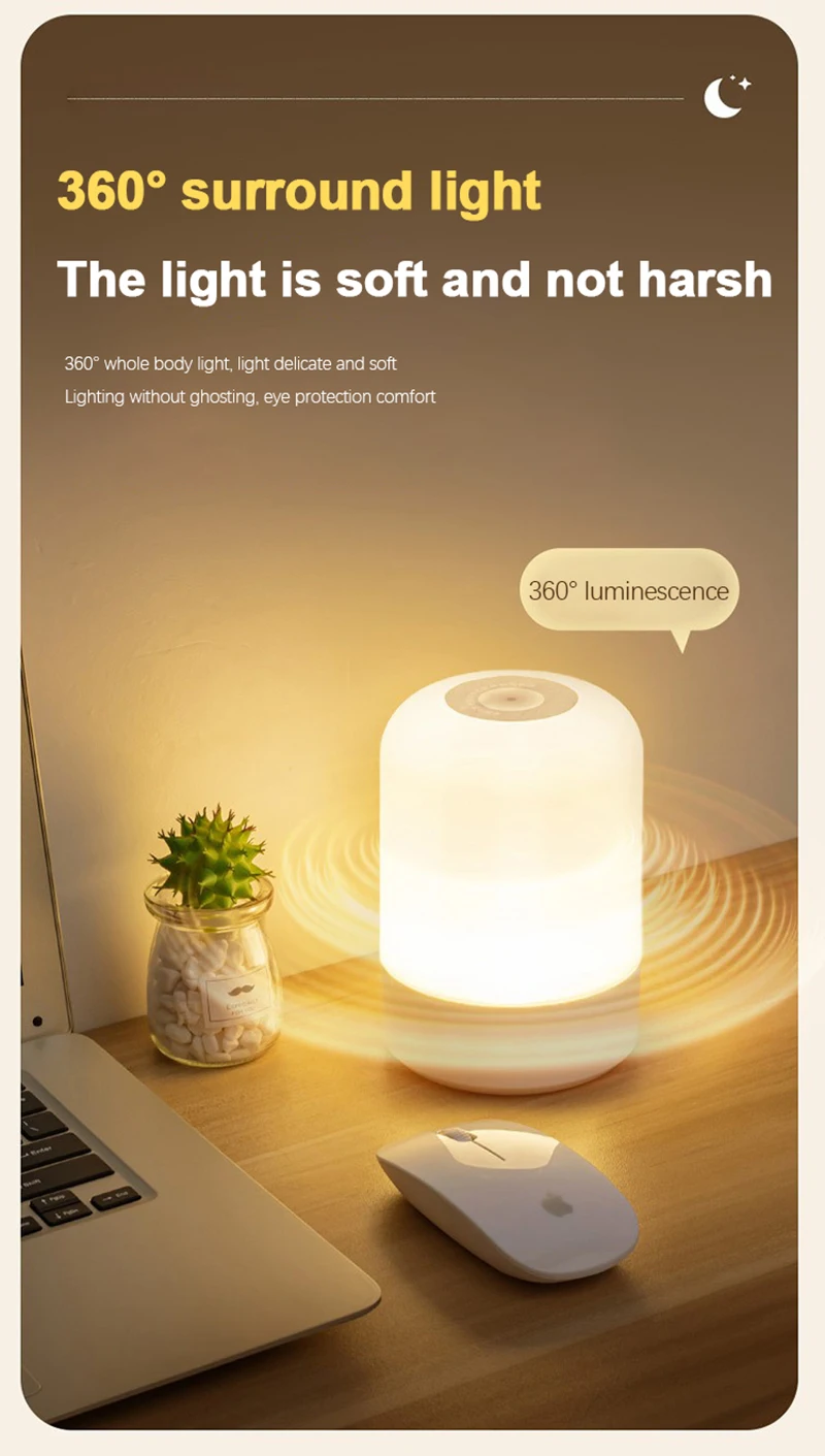 Led Night Lights Bedside Dimmable Charging Desktop Night Lamps Bedroom Bedside Lighting Decoration Touch Led Reading Table Lamp
