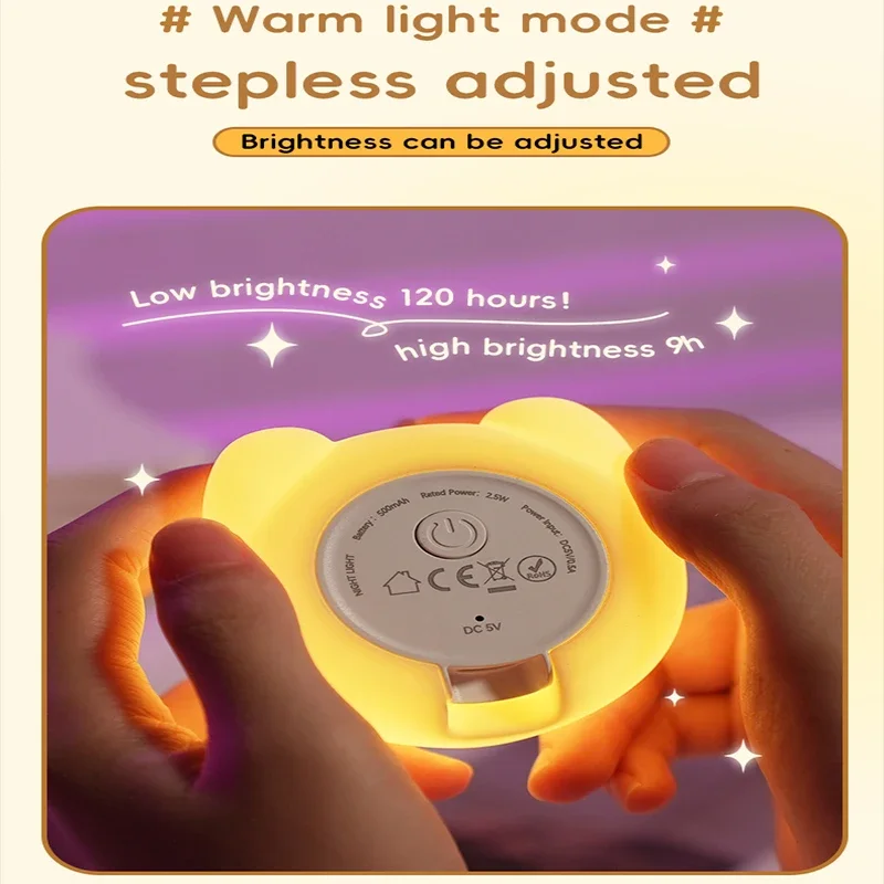 Capybara Cute Night Light, Squishy Lamp Gifts Toys, Rechargeable LED Dimmable Silicone Nightlight for Kids
