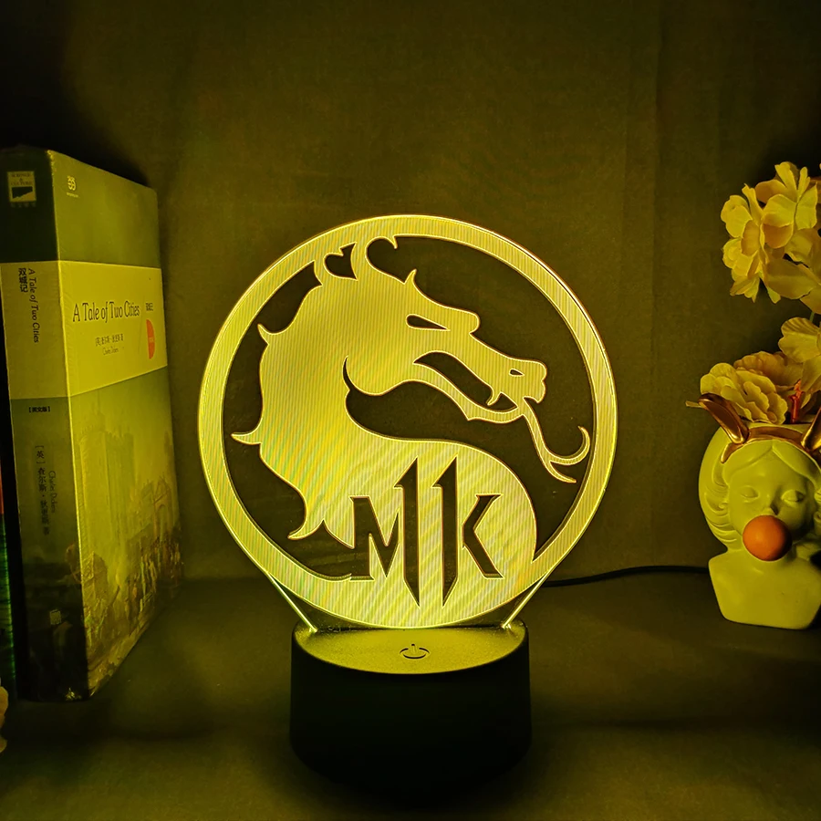 Mortal Kombat 11 Dragon Logo Night Light Led Touch Sensor Color Changing Nightlight for Kids Child Gaming Room Setup Cool Stuff