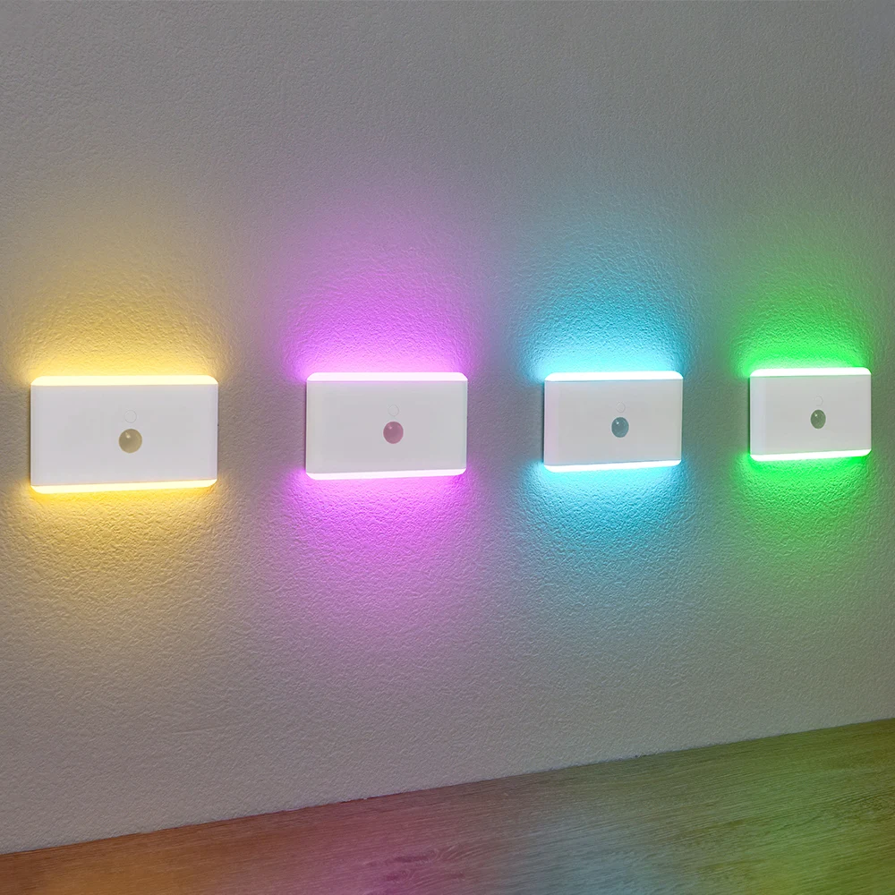 LED Motion Sensor Night Light, 3 Modes Stair Lamp, Dimmable Lighting with Battery, for Indoor Bedroom Cabinet Gift Camping Decor