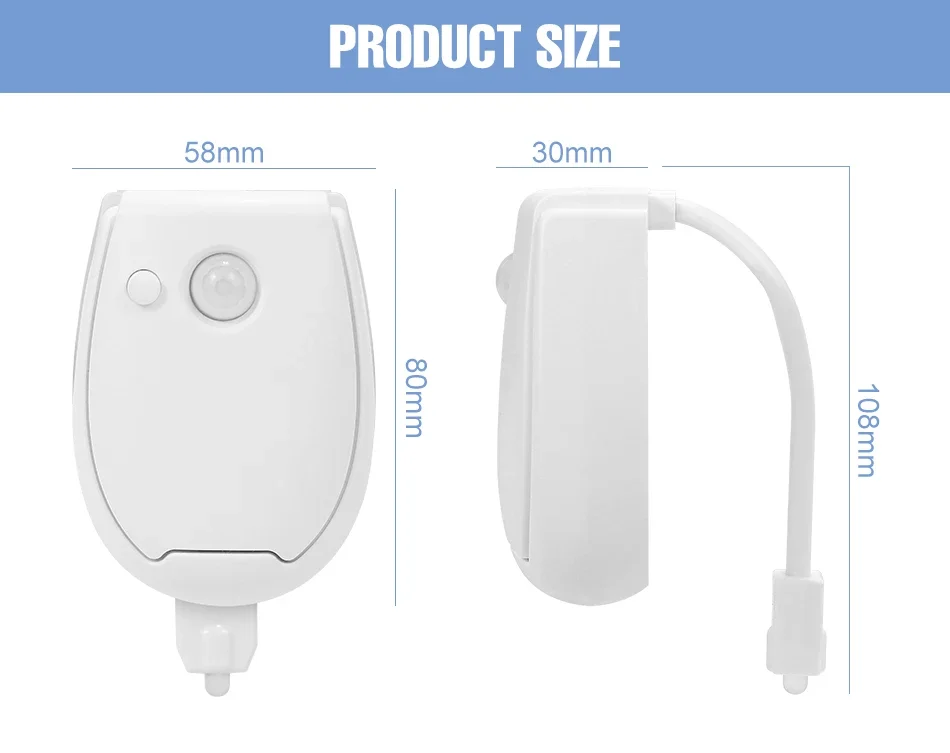 RGB LED Toilet Bowl Lamp PIR Smart Motion Sensor Night Lights AAA Battery Powered For Washroom Bathroom WC Toilet Seat Backlight