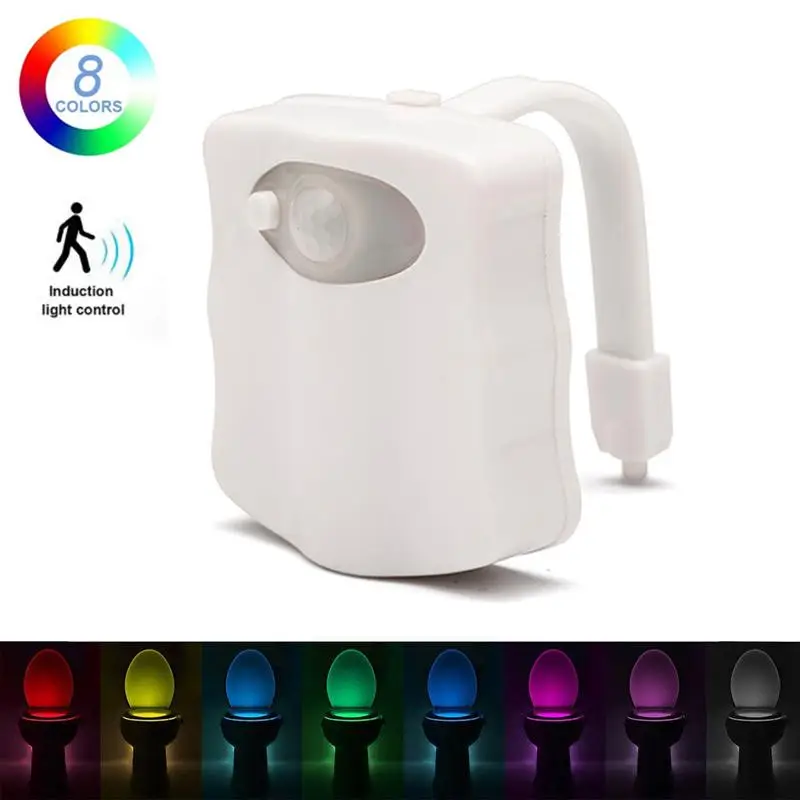 16/8 Color Backlight For Toilet Bowl WC Toilet Seat Lights With Motion Sensor Smart Bathroom Toilet Night Light LED Toilet Light