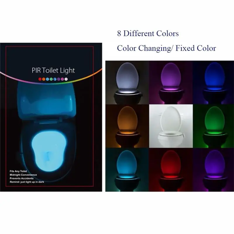 16/8 Color Backlight For Toilet Bowl WC Toilet Seat Lights With Motion Sensor Smart Bathroom Toilet Night Light LED Toilet Light