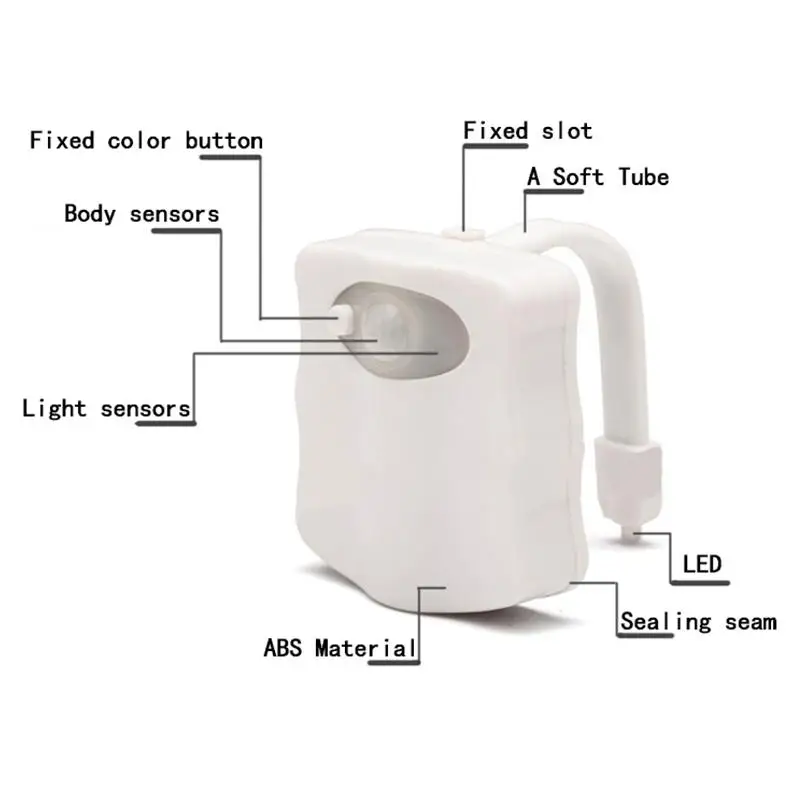 16/8 Color Backlight For Toilet Bowl WC Toilet Seat Lights With Motion Sensor Smart Bathroom Toilet Night Light LED Toilet Light
