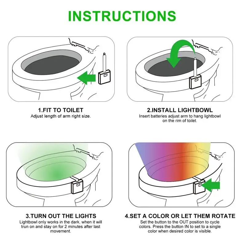 16/8 Color Backlight For Toilet Bowl WC Toilet Seat Lights With Motion Sensor Smart Bathroom Toilet Night Light LED Toilet Light