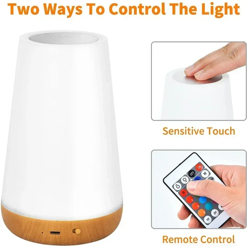 GGbingo USB Touch Control LED Night Light 13 Colors Dimmable Bedside Table Lamp with Remote for Bedroom Camping Decor