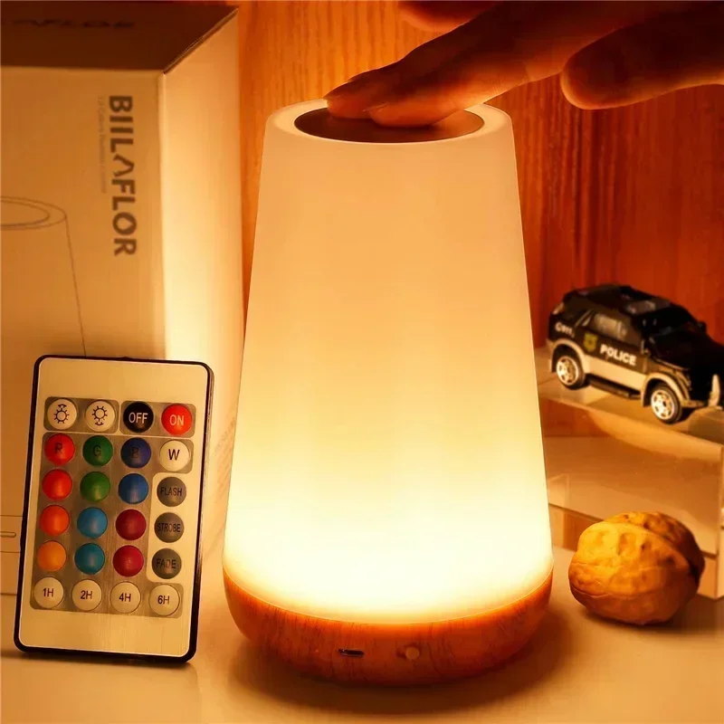 GGbingo USB Touch Control LED Night Light 13 Colors Dimmable Bedside Table Lamp with Remote for Bedroom Camping Decor