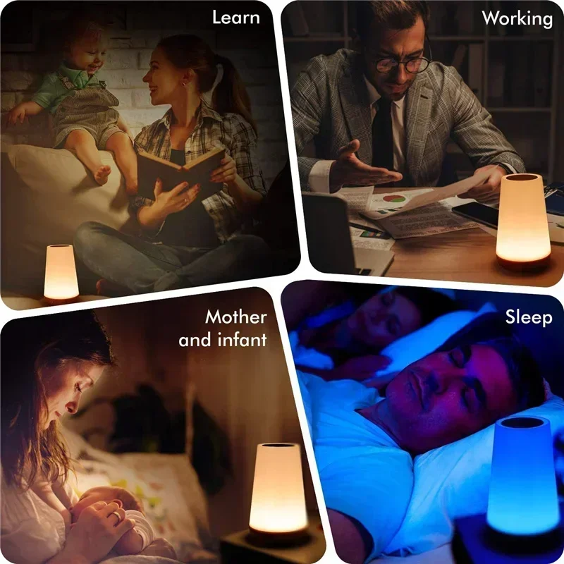 GGbingo USB Touch Control LED Night Light 13 Colors Dimmable Bedside Table Lamp with Remote for Bedroom Camping Decor