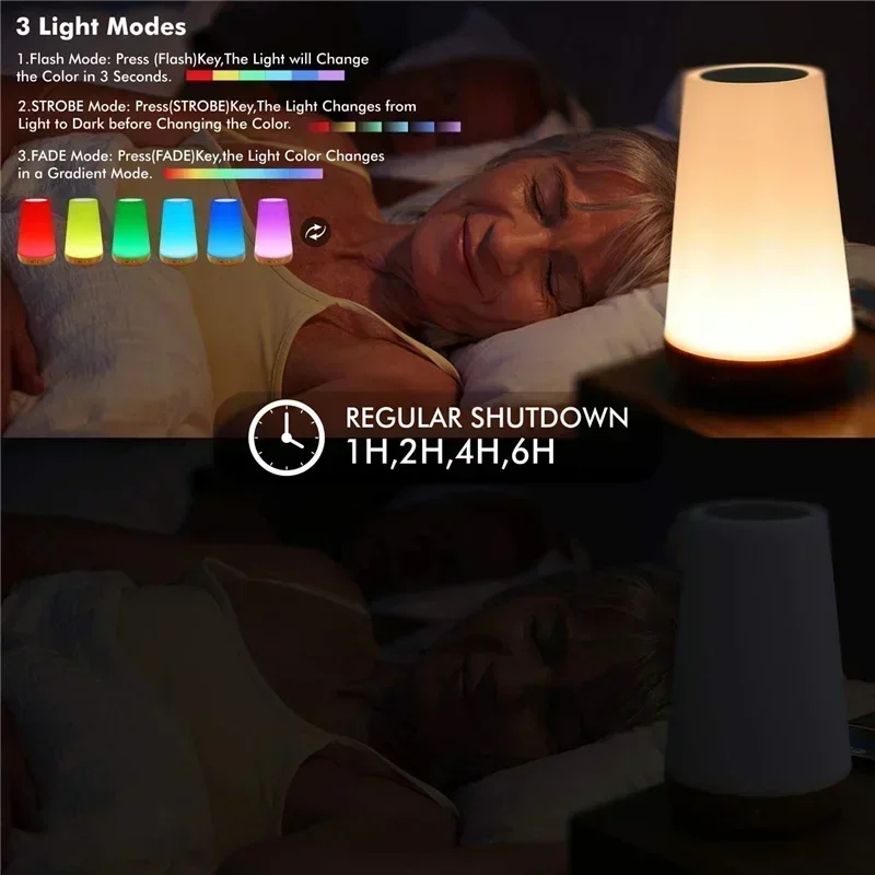 GGbingo USB Touch Control LED Night Light 13 Colors Dimmable Bedside Table Lamp with Remote for Bedroom Camping Decor