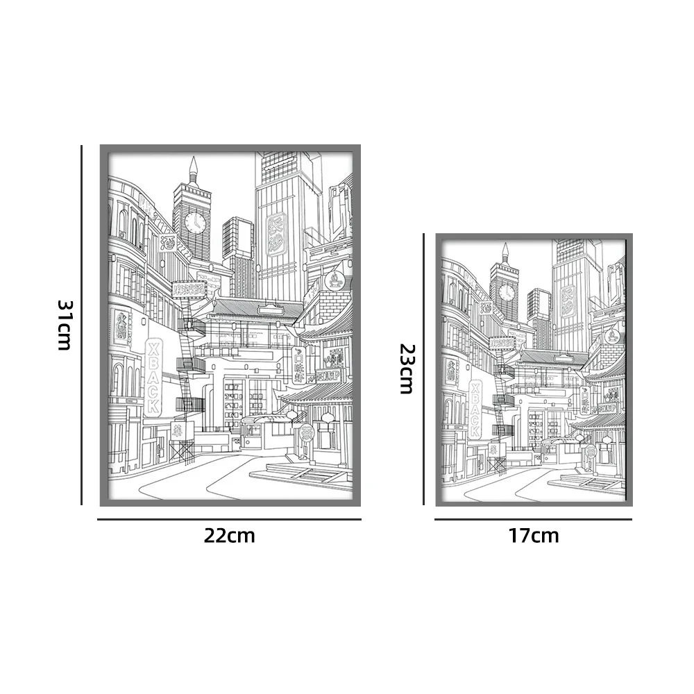 LED Beautiful City Night View Light Painting,HD Picture Narrow Bezel Usb Plug Dimming Romantic Home Decorations Night Lamp
