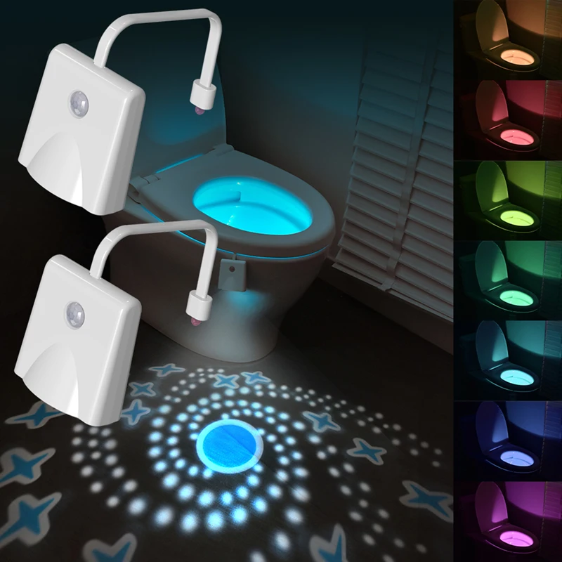 Motion Sensor Toilet Night Light Home Toilet Lamp Bathroom Body 8-Color Changes for Shower Room Closes Tool Home Decor