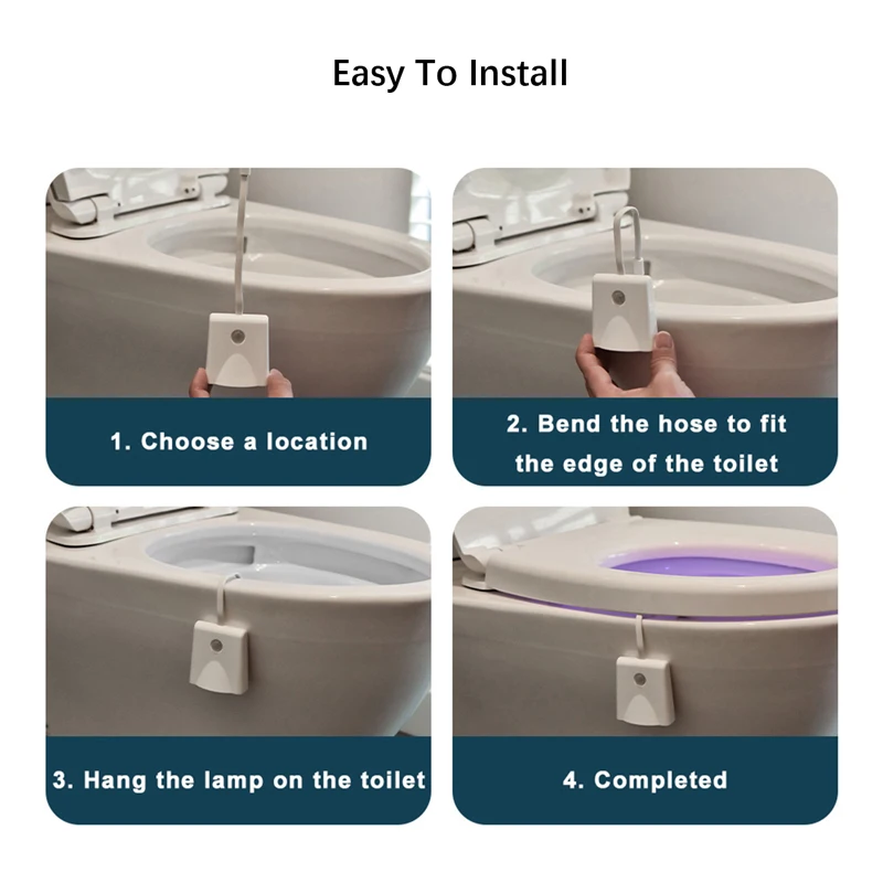 Motion Sensor Toilet Night Light Home Toilet Lamp Bathroom Body 8-Color Changes for Shower Room Closes Tool Home Decor