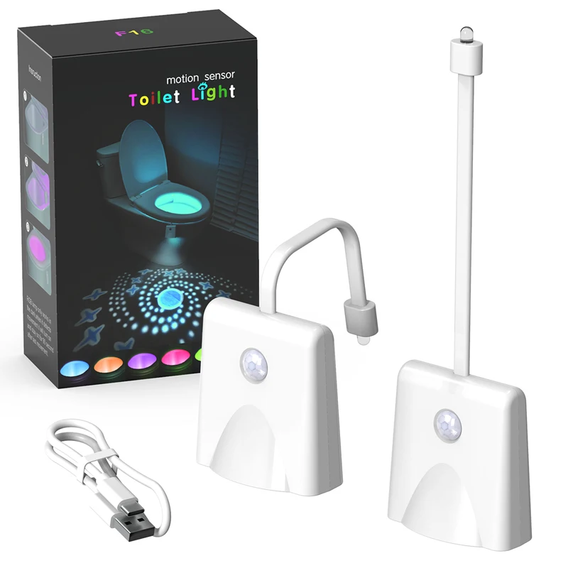 Motion Sensor Toilet Night Light Home Toilet Lamp Bathroom Body 8-Color Changes for Shower Room Closes Tool Home Decor