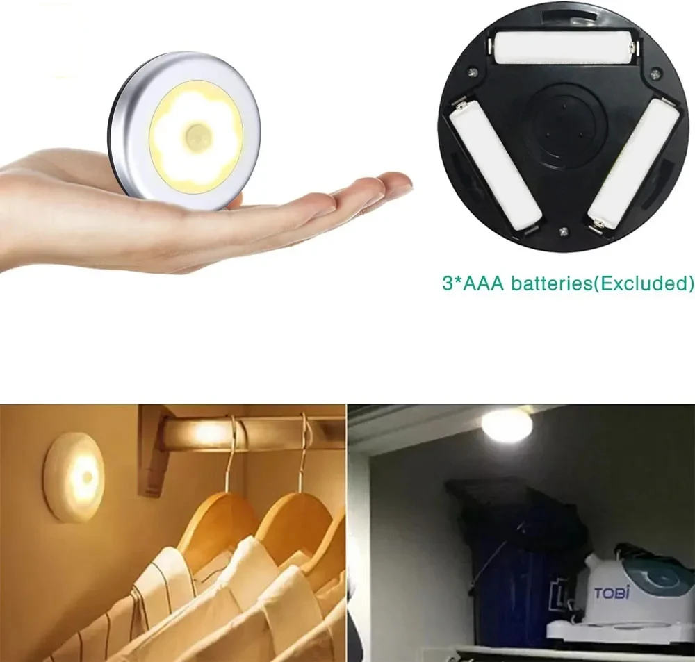 Night Light With PIR Motion Sensor Wireless LED Battery Lamp Protable Magnetic For Bedroom Kitchen Cabinet Lighting