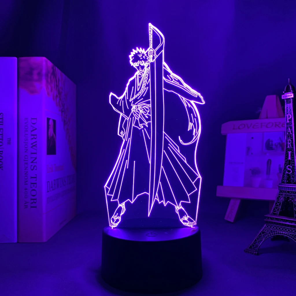 Anime Bleach 3d Lamp Ichigo Kurosaki for Bedroom Decor Nightlight Cool Birthday Gift Acrylic Led Night Light Bleach
