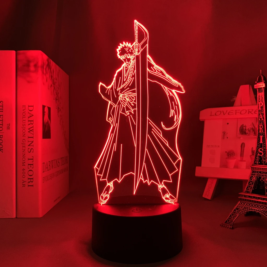 Anime Bleach 3d Lamp Ichigo Kurosaki for Bedroom Decor Nightlight Cool Birthday Gift Acrylic Led Night Light Bleach