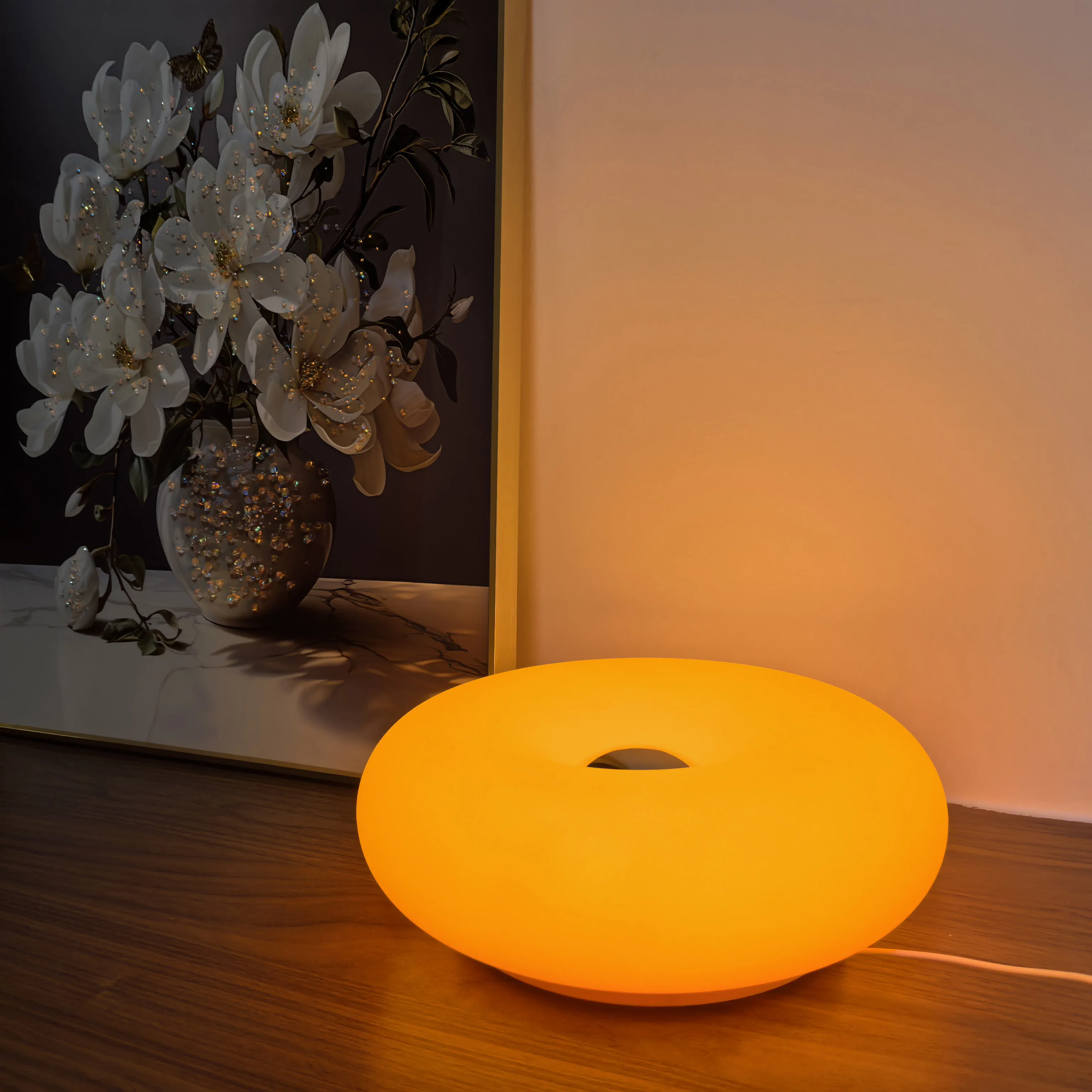 USB Plug Doughnut Table Lamp Bedroom Bedside Ambient Light Bauhaus Living Room Dining Room Decorative Light(Not Glass)