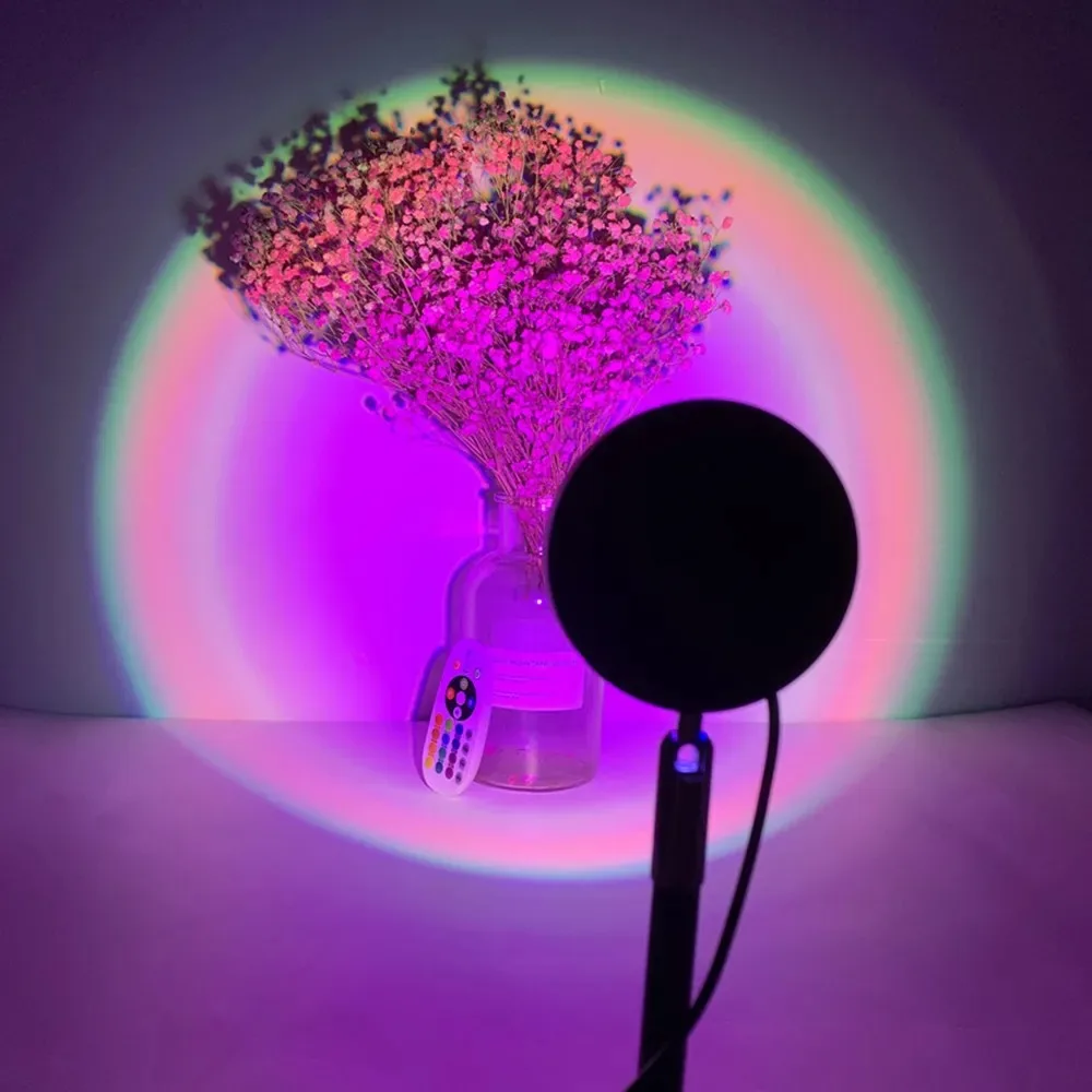 RGB Sunset Lamp,Photography Ambient Light,Night,Dimmable LED Mood Lighting,Color Changing Decorative Bulb,Living Room Bedroom