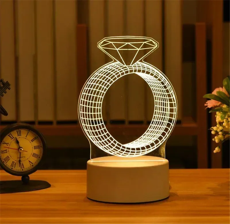 USB Operated 3D Acrylic LED Night Light Festival Birthday Kids Gifts Bedroom Bedside Decor Night Lamp Home Novelty Lighting