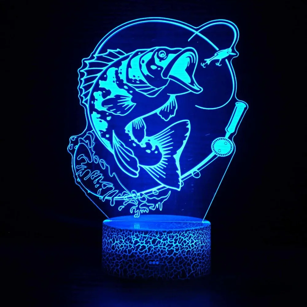 Nighdn 3D Fish Lamp LED Night Light for Kids Room Decor 7 Color Illusion Bedside Lamp Child Nightlight Gift for Men Girls Boys